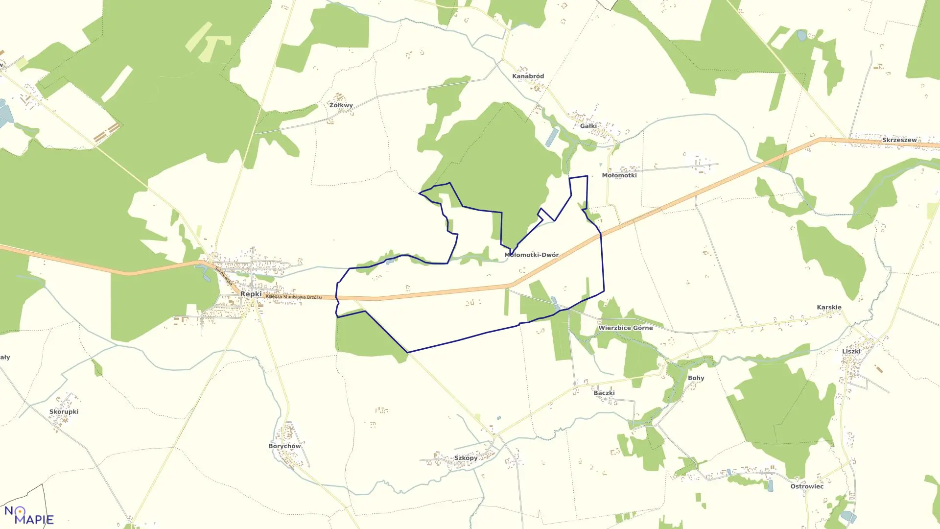 Mapa obrębu MOŁOMOTKI-DWÓR w gminie Repki