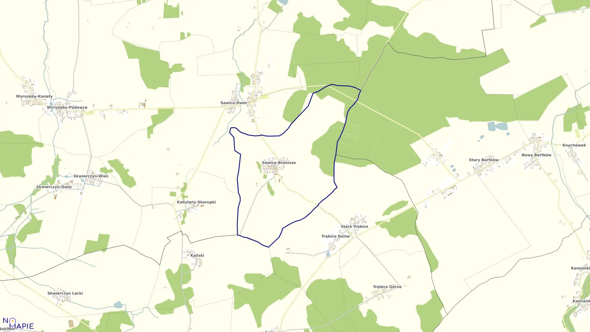 Mapa obrębu SAWICE-BRONISZE w gminie Repki